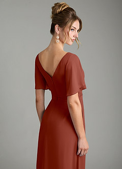 Azazie Ambrosia Bridesmaid Dresses Auburn A-Line Pleated Chiffon Dress image7