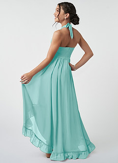 Azazie Hermione Junior Aqua A-Line Chiffon Dress image8