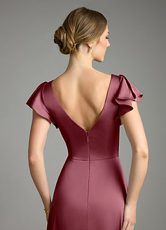Azazie Omari Bridesmaid Dresses Desert Rose A-Line Stretch Satin Dress image7