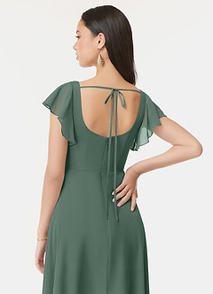 Azazie Bondi Bridesmaid Dresses Sea Moss A-Line Ruffled Chiffon Dress image3
