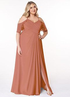 Azazie Dakota Bridesmaid Dresses MAI TAI A-Line V-Neck Pleated Chiffon Dress image18