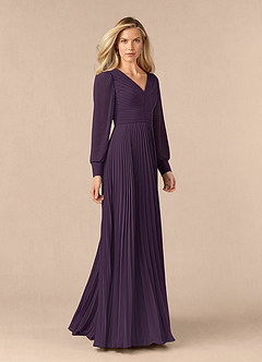 Azazie Zina Mother of the Bride Dresses Plum A-Line Pleated Chiffon Dress image2