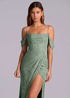 Azazie Johana Bridesmaid Dresses Matcha Mermaid Off the Shoulder Floral Burnout Convertible Dress image2
