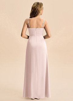 Azazie Abby Junior A-Linie Plissee Stretch-Satin Kleid Zartrosa image2