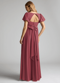 Azazie Madisynn Maternity Bridesmaid Dresses Bow Chiffon Floor-Length Dress image2