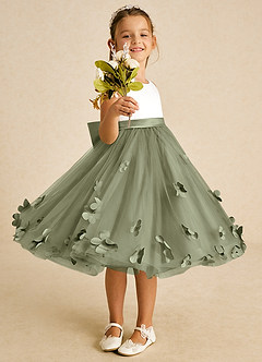 Azazie Sprout Flower Girl Klänningar Klänning A-Linje i Tyll Rosett image2