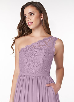 Azazie Demi Bridesmaid Dresses A-Line One Shoulder Chiffon Floor-Length Dress image5