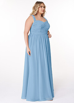 Azazie Zapheira Jurken voor bruidsmeisjes Jurk van Chiffon met A-Lijn Ruches Poederblauw image3