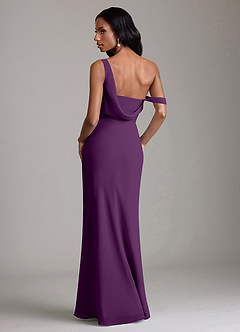 Azazie Madelyn Bridesmaid Dresses Grape Mermaid One Shoulder Chiffon Convertible Dress image2