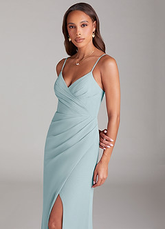 Azazie Maci Brautjungfernkleider Etui Plissee Chiffon Kleid Seegrün image2