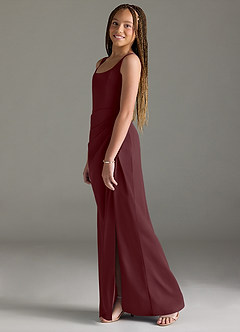 Azazie Mero Junior Sangria Mermaid Pleated Stretch Satin Dress image4