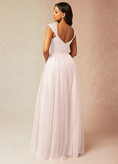 Azazie Luxi Bridesmaid Dresses Rose Petal A-Line Pleated Tulle Dress image2