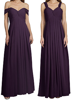 Azazie Kaitlynn Bridesmaid Dresses Plum Empire Ruched Chiffon Convertible Dress image8
