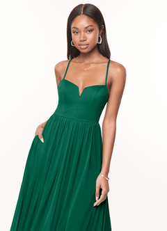 Azazie Marsol Bridesmaid Dresses Emerald A-Line Corset Mesh Dress image5