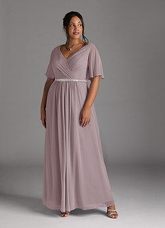 Azazie Tricia Mother of the Bride Dresses Dusk A-Line V-Neck Pleated Chiffon Dress image8