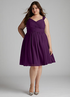 Azazie Angie Bridesmaid Dresses Grape A-Line Corset Chiffon Dress image11