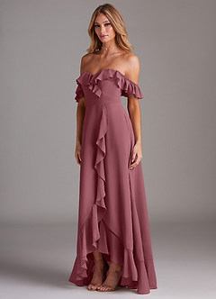 Azazie Lyra Bridesmaid Dresses Desert Rose A-Line Chiffon Convertible Dress image5