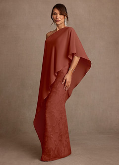 Azazie Wilma Mother of the Bride Dresses Auburn Sheath One Shoulder Floral Burnout Dress image2