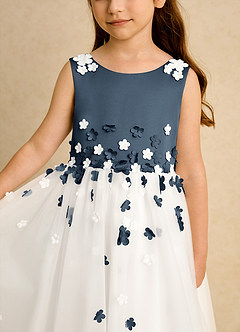 Azazie Eleni Flower Girl Dresses Ivory Neptune Ball-Gown Bow Tulle Dress image7