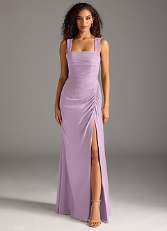 Azazie Jesaphine Bridesmaid Dresses Wisteria Sheath Bow Chiffon Dress image5