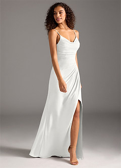 Azazie Deandra Bridesmaid Dresses White Mermaid Pleated Chiffon Dress image4