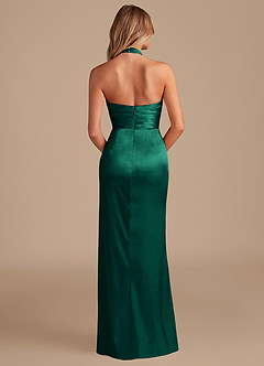 Azazie Jemma Bridesmaid Dresses Emerald Sheath Pleated Metallic Satin Dress image7