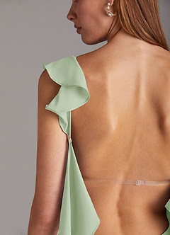 Azazie Arela Final Sale Dusty Sage A-Line Ruched Stretch Chiffon Dress image8