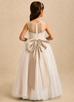 Azazie Addison Flower Girl Dresses White Alabaster Ball-Gown Sequins Tulle Dress image2