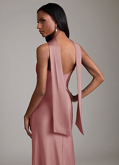 Azazie Cassiana Robes de demoiselle d'honneur Robe Sirène en Satin extensible Plissée Rose Poussiéreuse image4