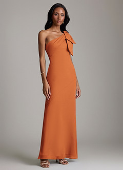 Azazie Yuanna Bridesmaid Dresses Cinnamon Mermaid One Shoulder Chiffon Dress image4