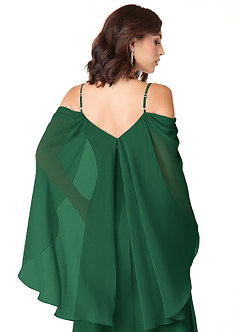 Azazie Cienna Bridesmaid Dresses Dark Green A-Line Off the Shoulder Chiffon Dress image3