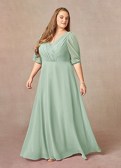 Azazie Bronwyn Mother of the Bride Dresses Agave A-Line V-Neck Ruched Chiffon Dress image8