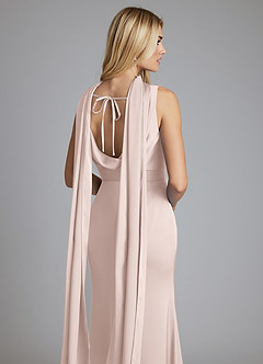 Azazie Tallie Bridesmaid Dresses Blushing Pink Mermaid Pleated Stretch Satin Dress image3