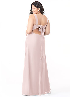 Azazie Christiana Bridesmaid Dresses Blushing Pink A-Line V-Neck Pleated Chiffon Dress image8