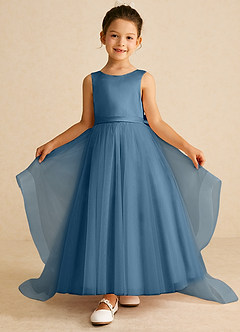Azazie Pumpkin Blumenmädchenkleider A-Linie Cabrio Tüll Kleid Bermudablau image2