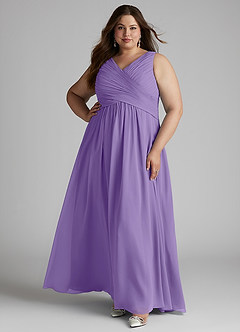 Azazie Flora Brautjungfernkleider A-Linie Plissee Chiffon Kleid Tahiti image10