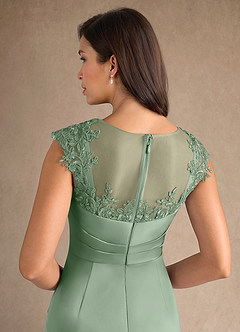 Azazie Santa Barbara vestidos de madre de la novia Vestido de Matcha de Satén Elástico de Recto con Plisado image8