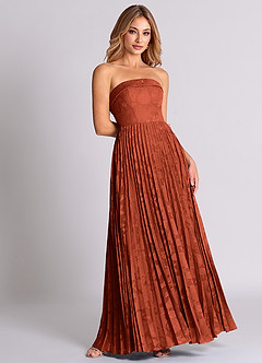 Azazie Mariana Bridesmaid Dresses Auburn A-Line Strapless Floral Burnout Convertible Dress image4