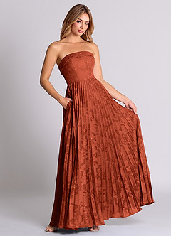 Azazie Mariana Bridesmaid Dresses Auburn A-Line Strapless Floral Burnout Convertible Dress image3