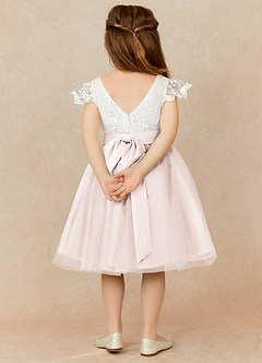 Azazie Vetty Flower Girl Dresses Ivory Rose Petal A-Line Lace Tulle Dress image2