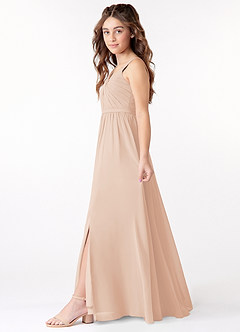 Azazie Evie Junior English Rose A-Line Pleated Chiffon Dress image2