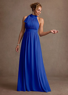 Azazie Antoinette Mother of the Bride Dresses Royal Blue A-Line Pleated Chiffon Dress image1