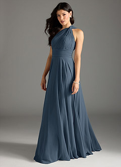Azazie Charlize Bridesmaid Dresses Neptune A-Line One Shoulder Chiffon Dress image4
