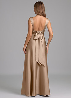 Azazie Beatrice Bridesmaid Dresses Taupe A-Line Sweetheart Neckline Stretch Satin Dress image6