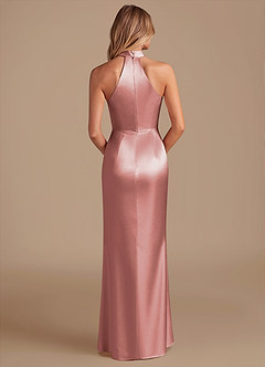 Azazie Karlotta Bridesmaid Dresses Dusty Rose Sheath Pleated Metallic Satin Dress image2