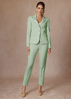 Whitney Dusty Sage Refined Weave Performance Full Length Pants Suit