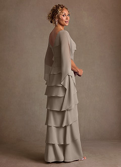 Azazie Arabinda 신부의 어머니 드레스 쉬스 셔링 쉬폰 플로어 길이 드레스 image2