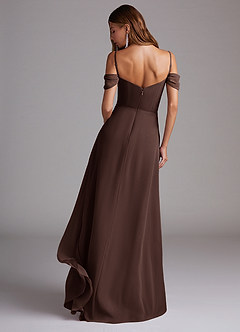 Azazie Marley Brautjungfernkleider Wandelbar A-Linie Schulterfrei Chiffon Kleid Ganache image2