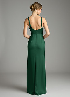 Azazie Samara Robes de demoiselle d'honneur Robe Sirène en Satin extensible Plissée Vert Foncé image2