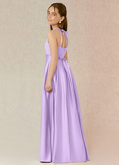 Azazie Arianthe Junior Lilac A-Line with Pockets Stretch Satin Dress image3